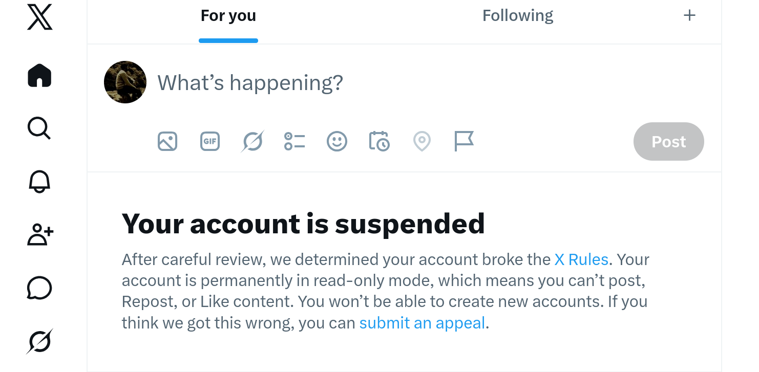 Twitter Account Suspended
